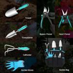 XERATH Garden Tools Set - 7 Piece Stainless Steel Heavy Duty Gardening Kit with Carry Bag, Gloves, Cultivator, Bypass Pruner, Hand Pruner,Hand Trowel, Transplanter