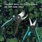 XERATH Garden Tools Set - 7 Piece Stainless Steel Heavy Duty Gardening Kit with Carry Bag, Gloves, Cultivator, Bypass Pruner, Hand Pruner,Hand Trowel, Transplanter