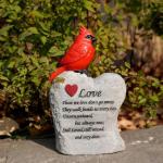 Jiasku Cardinal Decor Garden Decor,Red Cardinal Memorial Stones for Loved Ones, Cardinal Bird Figurine,Garden Sculptures & Statues, Outdoor Decor for Balcony, Yard, Lawn, Pathway, Walkway