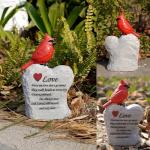 Jiasku Cardinal Decor Garden Decor,Red Cardinal Memorial Stones for Loved Ones, Cardinal Bird Figurine,Garden Sculptures & Statues, Outdoor Decor for Balcony, Yard, Lawn, Pathway, Walkway