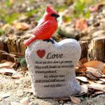Jiasku Cardinal Decor Garden Decor,Red Cardinal Memorial Stones for Loved Ones, Cardinal Bird Figurine,Garden Sculptures & Statues, Outdoor Decor for Balcony, Yard, Lawn, Pathway, Walkway