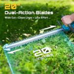 SEESII Cordless Hedge Trimmer and Leaf Blower Combo, 2 Pcs 4.0Ah Batteries, Electric Handheld Bush Trimmer with 20" Dual-Action Blade, Lightweight Brushless Blower with 2 Speed Modes for Yard Garden