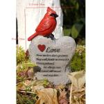 Jiasku Cardinal Decor Garden Decor,Red Cardinal Memorial Stones for Loved Ones, Cardinal Bird Figurine,Garden Sculptures & Statues, Outdoor Decor for Balcony, Yard, Lawn, Pathway, Walkway