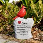 Jiasku Cardinal Decor Garden Decor,Red Cardinal Memorial Stones for Loved Ones, Cardinal Bird Figurine,Garden Sculptures & Statues, Outdoor Decor for Balcony, Yard, Lawn, Pathway, Walkway