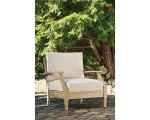 Beige Cushioned Eucalyptus Wood Lounge Chair