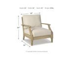 Beige Cushioned Eucalyptus Wood Lounge Chair