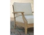 Beige Cushioned Eucalyptus Wood Lounge Chair