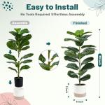 Der Rose 2 Pack 30" Artificial Fiddle Leaf Fig Tree with Warm LED Lights – Battery Powered, Mid-Size Fake Plants for Living Room, Bedroom, Entryway & Home Decor