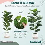 Der Rose 2 Pack 30" Artificial Fiddle Leaf Fig Tree with Warm LED Lights – Battery Powered, Mid-Size Fake Plants for Living Room, Bedroom, Entryway & Home Decor