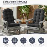 DANGHOOGY Outdoor/Indoor Adirondack Chair Cushion, Waterproof Outdoor Rocking Chair Cushion with Ties, Tufted Replacement Seat Cushions for Outdoor Furniture, Black
