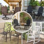 DANGHOOGY Outdoor/Indoor Adirondack Chair Cushion, Waterproof Outdoor Rocking Chair Cushion with Ties, Tufted Replacement Seat Cushions for Outdoor Furniture, Black