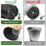 SwinDuck 10 Pack 6 Inch Plant Pots with Drainage and Saucers, Black Plastic Flower Pots for Indoor and Outdoor Plants, Stackable Nursery Planters for Houseplants and Herbs, Black