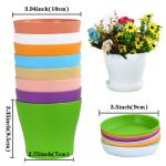 Tergy 50 Pack 4 Inch Plant Pots Bulk Small Plastic Planters Pots with Drainage Holes Flower Pot for Succulent, Cactus, Herb, African Violet (50pcs-Multicolor, 4Inches)