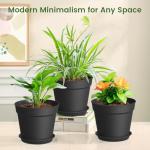 SwinDuck 10 Pack 6 Inch Plant Pots with Drainage and Saucers, Black Plastic Flower Pots for Indoor and Outdoor Plants, Stackable Nursery Planters for Houseplants and Herbs, Black