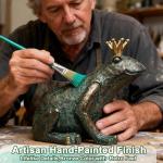 Lune cle Frog Garden Statue,11.5" L×8" H Animal Figurines Garden Decor, Weather-Resistant Outdoor & Indoor Sculptures & Statues for Home,Patio,Yard and Entryway-Crouching Frog Prince