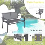 Shintenchi 4 Pieces Patio Furniture Set All Weather Textile Fabric Outdoor Conversation Set, with Glass Coffee Table, Loveseat, 2 Single Chairs for Home, Garden, Lawn, Porch（Gray）