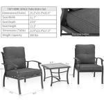 TOP HOME SPACE Patio Bistro Set 3 Pieces Metal Outdoor Furniture Sets Metal Patio Chairs with Side Table Thick Cushions Galvanized Steel Frame (Dark Grey)