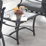 TOP HOME SPACE Patio Bistro Set 3 Pieces Metal Outdoor Furniture Sets Metal Patio Chairs with Side Table Thick Cushions Galvanized Steel Frame (Dark Grey)
