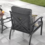 TOP HOME SPACE Patio Bistro Set 3 Pieces Metal Outdoor Furniture Sets Metal Patio Chairs with Side Table Thick Cushions Galvanized Steel Frame (Dark Grey)