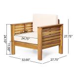 Christopher Knight Home Louver Club Chairs, Teak + Cream