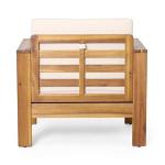 Christopher Knight Home Louver Club Chairs, Teak + Cream
