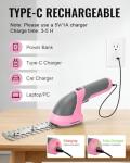 WORKPRO Cordless Grass Shear & Shrubbery Trimmer - 2 in 1 Handheld Hedge Trimmer 7.2V Electric Grass Trimmer Hedge Shears/Grass Cutter Rechargeable Lithium-Ion Battery and Type-C Cable - Pink Ribbon