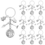 SIQYUWM 10Pcs Garden Keychain Alloy Ladybug Shovel Tree of Life with Sun Moon Rake and Watering Can Charm Keyrings for Gardener Plant Lover Gifts