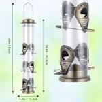 MIXXIDEA 1PK Metal Bird Feeders with 6 Feeding Ports,Tube Bird Feeder with Steel Hanger,Hard Plastic Wild Bird Feeder for Outdoors Hanging, Attracting Birds in Your Lawn, Garden, Balcony–Bronze