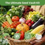 【Seed Vault】 Heirloom Vegetable Seeds Planting Kit - 15,000+ Non-GMO Seeds for Hydroponic, Indoor & Outdoor Gardening | Includes Tomato, Cucumber, Carrot Seeds & Survival Backpack Emergency Gear