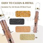 MIXXIDEA 1PK Metal Bird Feeders with 6 Feeding Ports,Tube Bird Feeder with Steel Hanger,Hard Plastic Wild Bird Feeder for Outdoors Hanging, Attracting Birds in Your Lawn, Garden, Balcony–Bronze