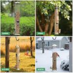 MIXXIDEA 1PK Metal Bird Feeders with 6 Feeding Ports,Tube Bird Feeder with Steel Hanger,Hard Plastic Wild Bird Feeder for Outdoors Hanging, Attracting Birds in Your Lawn, Garden, Balcony–Bronze