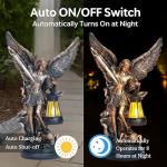 Dlfghos St Michael The Archangel Solar Outdoor Garden Decor Statues–12 in Miguel Arcangel Statue Solar Outdoor Sculptures for Outside Yard Patio Balcony Front Lawn Decor