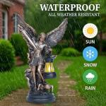 Dlfghos St Michael The Archangel Solar Outdoor Garden Decor Statues–12 in Miguel Arcangel Statue Solar Outdoor Sculptures for Outside Yard Patio Balcony Front Lawn Decor