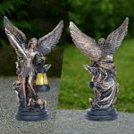 Dlfghos St Michael The Archangel Solar Outdoor Garden Decor Statues–12 in Miguel Arcangel Statue Solar Outdoor Sculptures for Outside Yard Patio Balcony Front Lawn Decor
