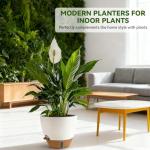 Nuotuv 8/9/10 Inch Large Self Watering Pots, Plastic Flower Pots with Multi Mesh Drainage Holes and Water Level Indicator & Deep Reservoir for Indoor Outdoor Garden Plants and Flowers (White)