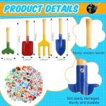 Blueweenly 130 Pcs Kids Garden Tools Set Include 6 Pcs Small Metal Watering Can 24 Gardening Tools Kit Shovel, Rake, Fork and Trowel with Wooden Handle and 100 Stickers for Kids Beach Planting Gifts