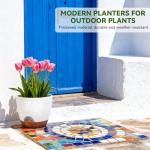 Nuotuv 8/9/10 Inch Large Self Watering Pots, Plastic Flower Pots with Multi Mesh Drainage Holes and Water Level Indicator & Deep Reservoir for Indoor Outdoor Garden Plants and Flowers (White)