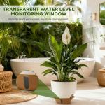 Nuotuv 8/9/10 Inch Large Self Watering Pots, Plastic Flower Pots with Multi Mesh Drainage Holes and Water Level Indicator & Deep Reservoir for Indoor Outdoor Garden Plants and Flowers (White)