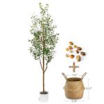 LuceAlberi 6FT Artificial Olive Tree - Indoor Tall Faux Olive Trees with Planter&Basket, Large Fake Olive Silk Tree Realistic Olive Plants with Branches and Fruits for Home Decor Office Living Room