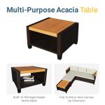 Wisteria Lane Small Patio Furniture Set, All-Weather PE Rattan Outdoor Sectional with Storage Table, L Shape Outdoor Couch with Cushions, 3 Piece Wicker Patio Furniture for Balcony, Brown