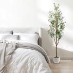 LuceAlberi 6FT Artificial Olive Tree - Indoor Tall Faux Olive Trees with Planter&Basket, Large Fake Olive Silk Tree Realistic Olive Plants with Branches and Fruits for Home Decor Office Living Room