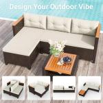 Wisteria Lane Small Patio Furniture Set, All-Weather PE Rattan Outdoor Sectional with Storage Table, L Shape Outdoor Couch with Cushions, 3 Piece Wicker Patio Furniture for Balcony, Brown