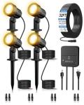 ZZXX All-in-One LED Landscape Lighting Kit, 4-Pack Low Voltage Landscape Lights with Transformer 32FT Wire and Connectors, 2700K Waterproof Outside Spotlights for Yard Garden Tree Pathway House