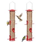 ERYTLLY 2 Pack Bird Feeders for Outdoors Hanging with 6 Feeding Ports Extra Thick Solid Tube Transparent Weatherproof Water Resistant Great for Attracting Birds Garden