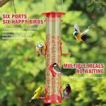 ERYTLLY 2 Pack Bird Feeders for Outdoors Hanging with 6 Feeding Ports Extra Thick Solid Tube Transparent Weatherproof Water Resistant Great for Attracting Birds Garden
