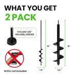 K-Brands Auger Drill Bit for Planting 2 Pack 1.6 x 16 Inch & 3.5 x 16 Inch Set – Garden Spiral Hole and Bulb Planter Tool for Umbrella Holes - Compatible with 3/8 Inch Hex Drive