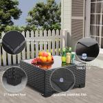 Patio Sectional 6 Pieces All-Weather Wicker Patio Furniture Set Outdoor Sectional with Glass Patio Table Non-Slip Cushions and Waterproof Covers, Khaki