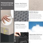 Patio Sectional 6 Pieces All-Weather Wicker Patio Furniture Set Outdoor Sectional with Glass Patio Table Non-Slip Cushions and Waterproof Covers, Khaki