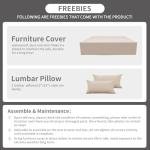 Patio Sectional 6 Pieces All-Weather Wicker Patio Furniture Set Outdoor Sectional with Glass Patio Table Non-Slip Cushions and Waterproof Covers, Khaki