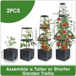 MQFORU 2 Packs Raised Garden Bed Tomato Planter with Trellis, 57" Tomato Cages for Climbing Vegetables Plant, Self Watering Planters Box for Garden Pots for Patio Greenhouse Indoor Outdoor（2PCS）